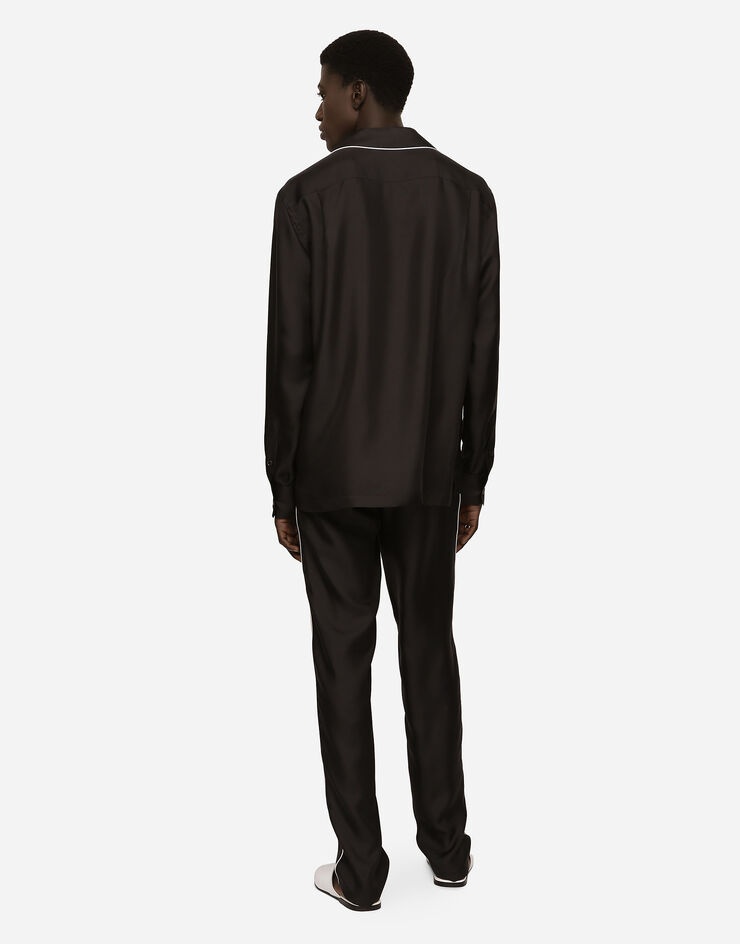 Silk jogging pants with DG embroidered patch - 2