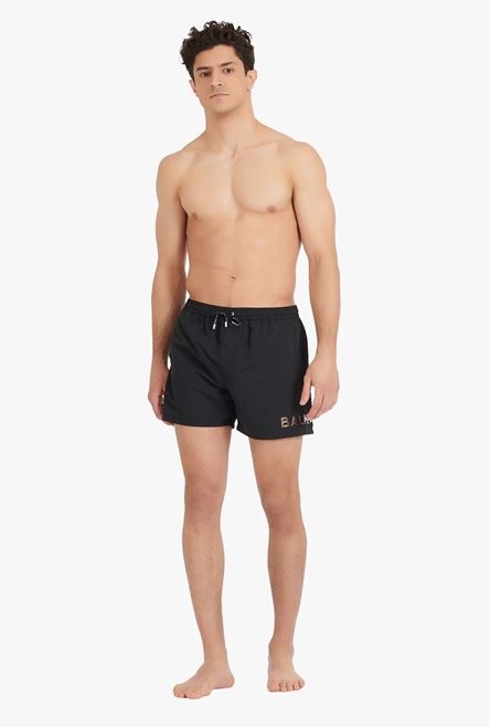 Black swimsuit with transparent Balmain logo print - 2