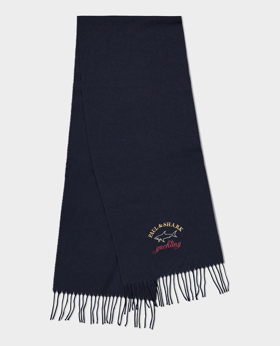 Wool scarf with embroidered Logo - 1