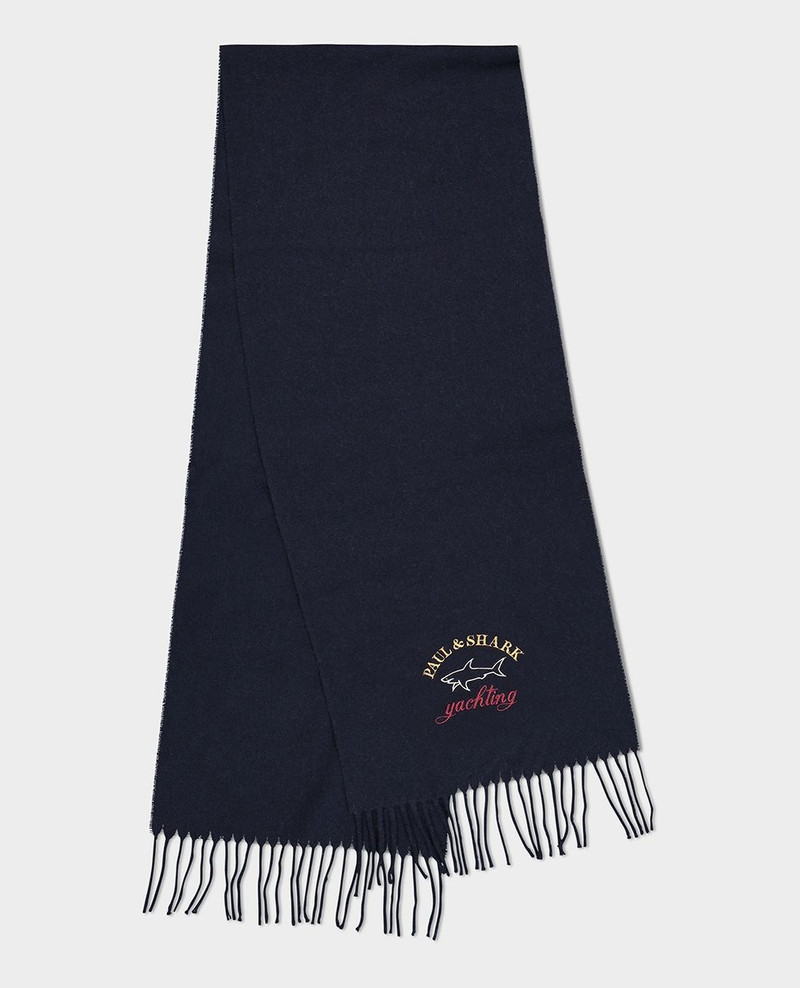 Wool scarf with embroidered Logo 1