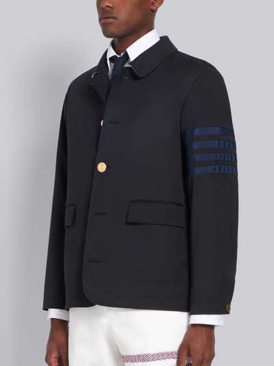 Thom Browne Navy Cotton Twill Waterproof Button-Up 4-Bar Jacket outlook