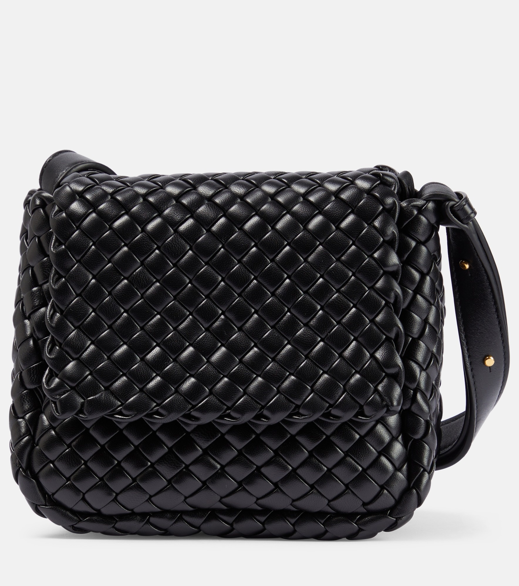 Bottega Veneta Woven Small Messenger Bag in Black for Men