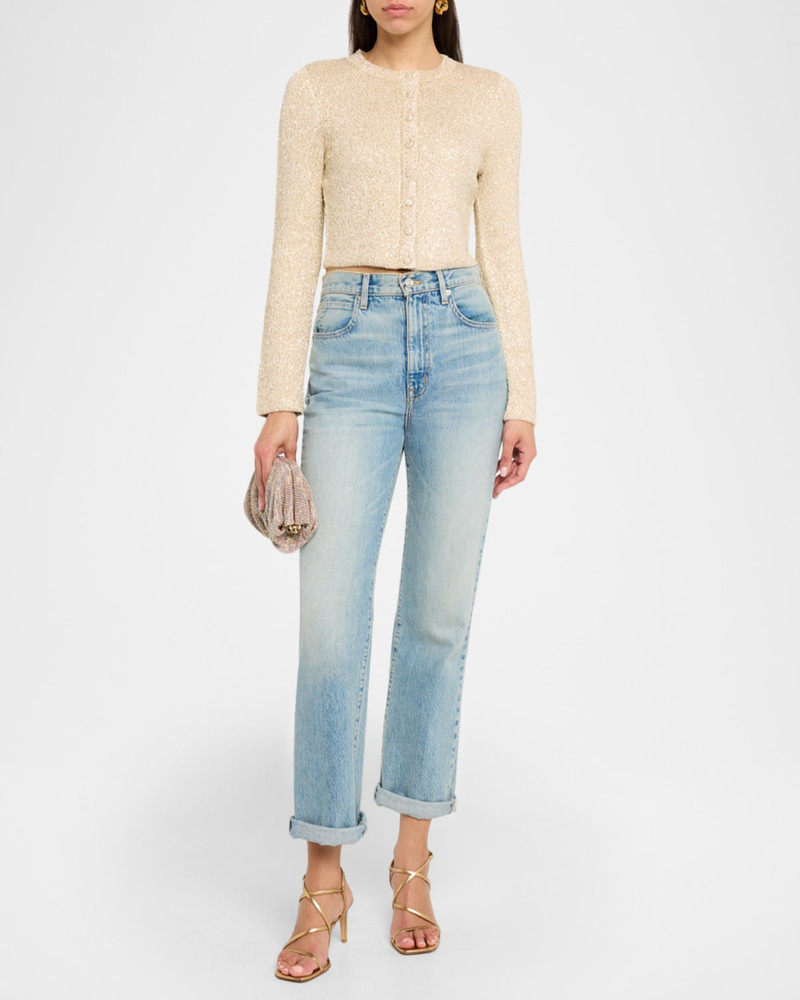 LoveShackFancy Ferra Sequined Knit Cardigan outlook