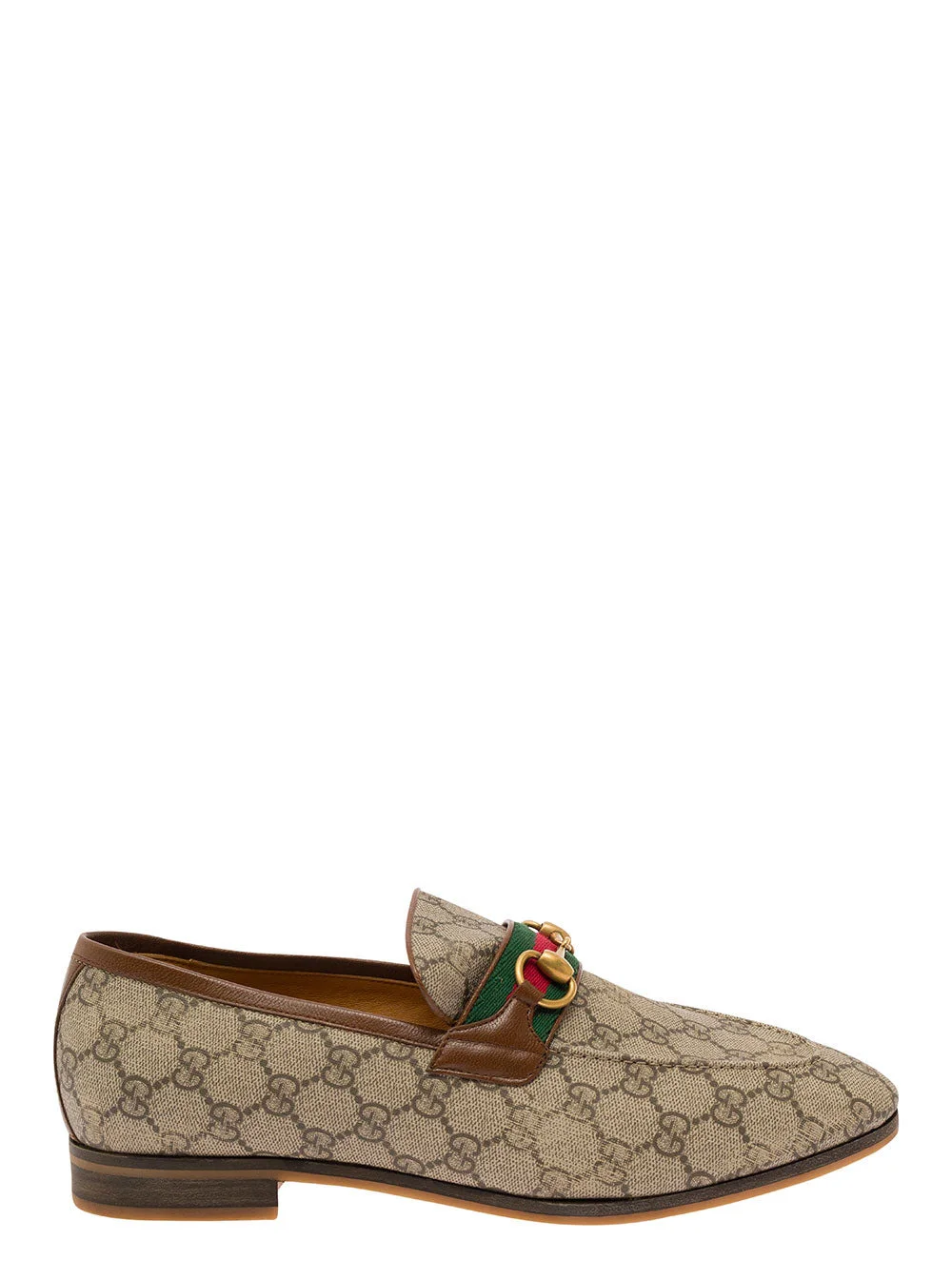 Gucci Men 'Paride' Beige Loafers With Horsebit And Web Detail In Gg Supreme Canvas Man - 1
