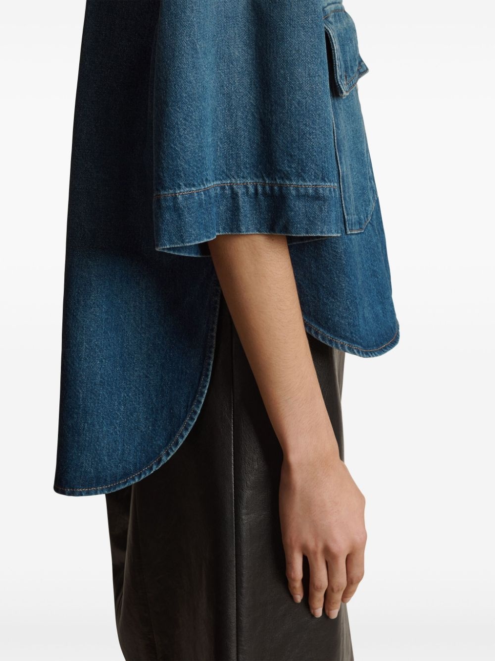 short-sleeved denim shirt - 6