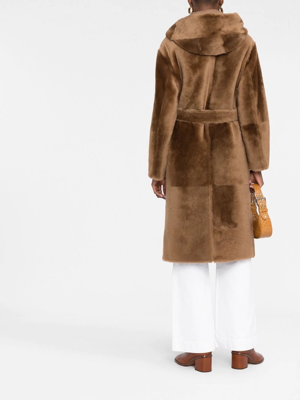 tied-waist fur coat - 4