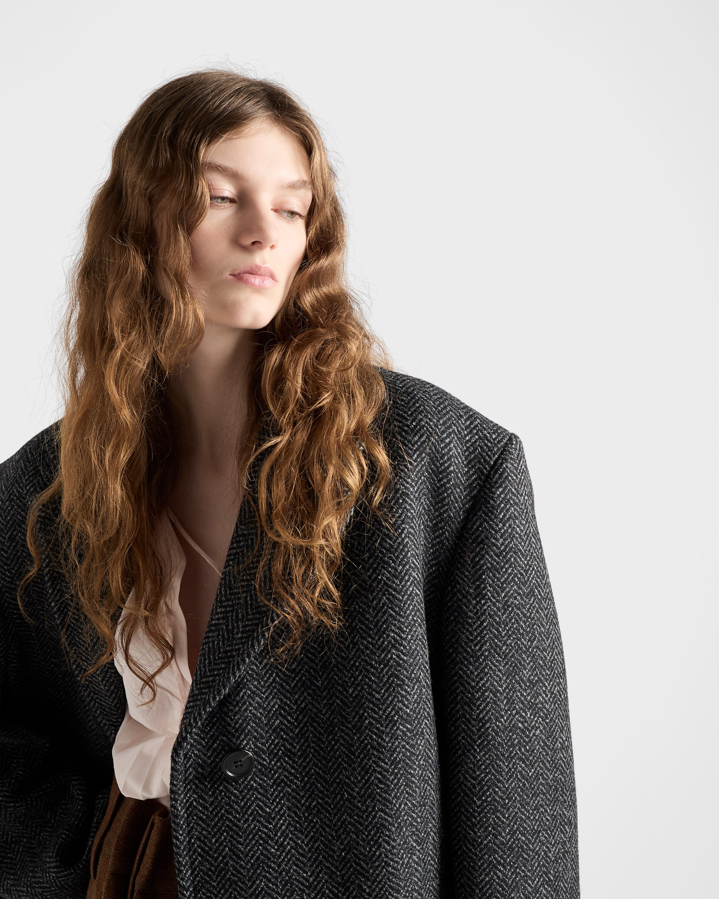 Single-breasted chevron wool jacket - 3
