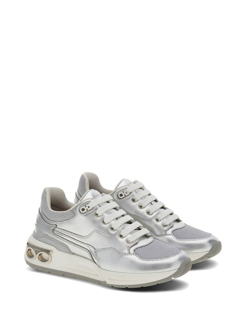 FERRAGAMO metallic leather sneakers outlook