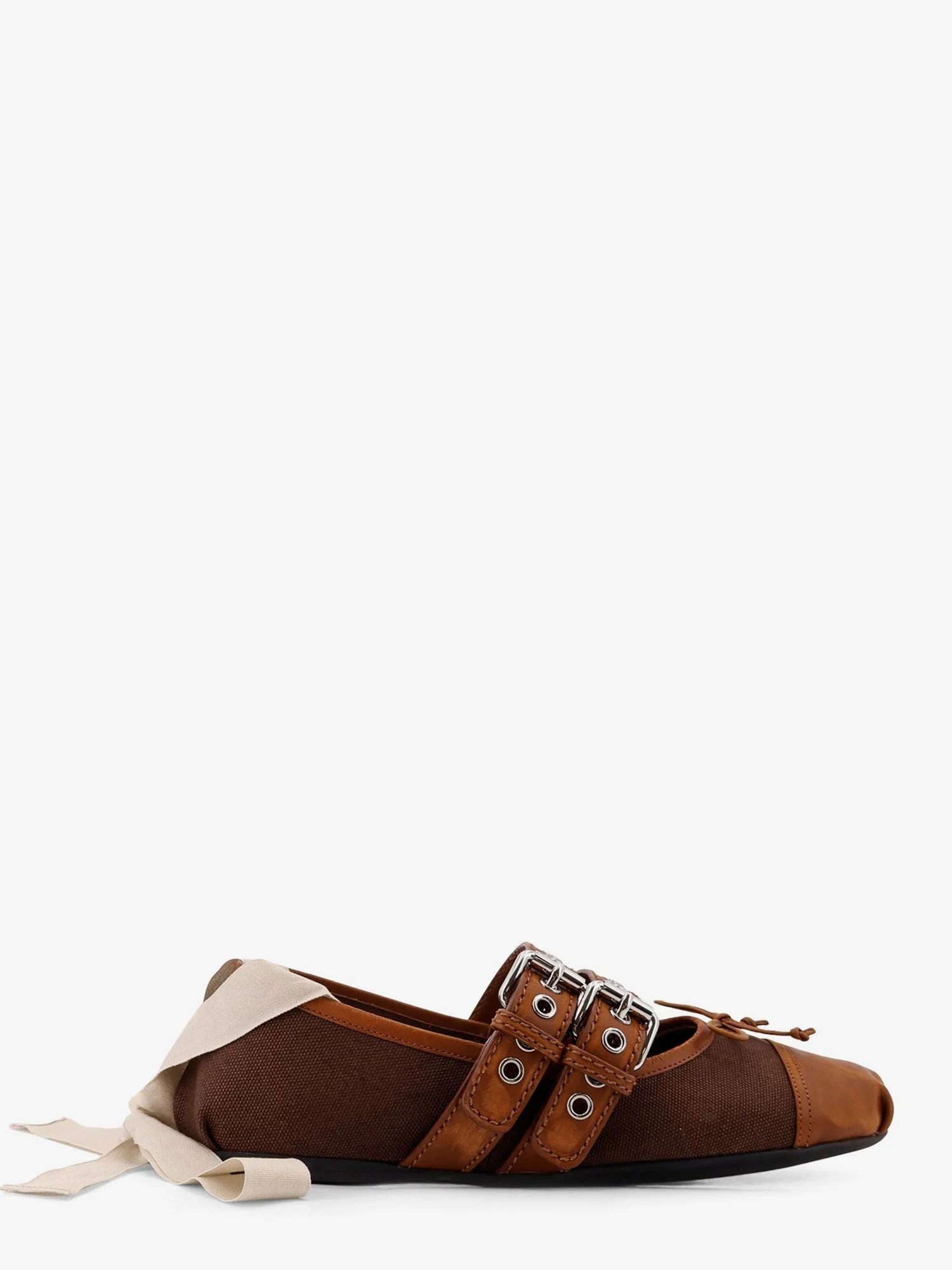 Miu Miu Women Canvas And Leather Blend Ballerinas - 1