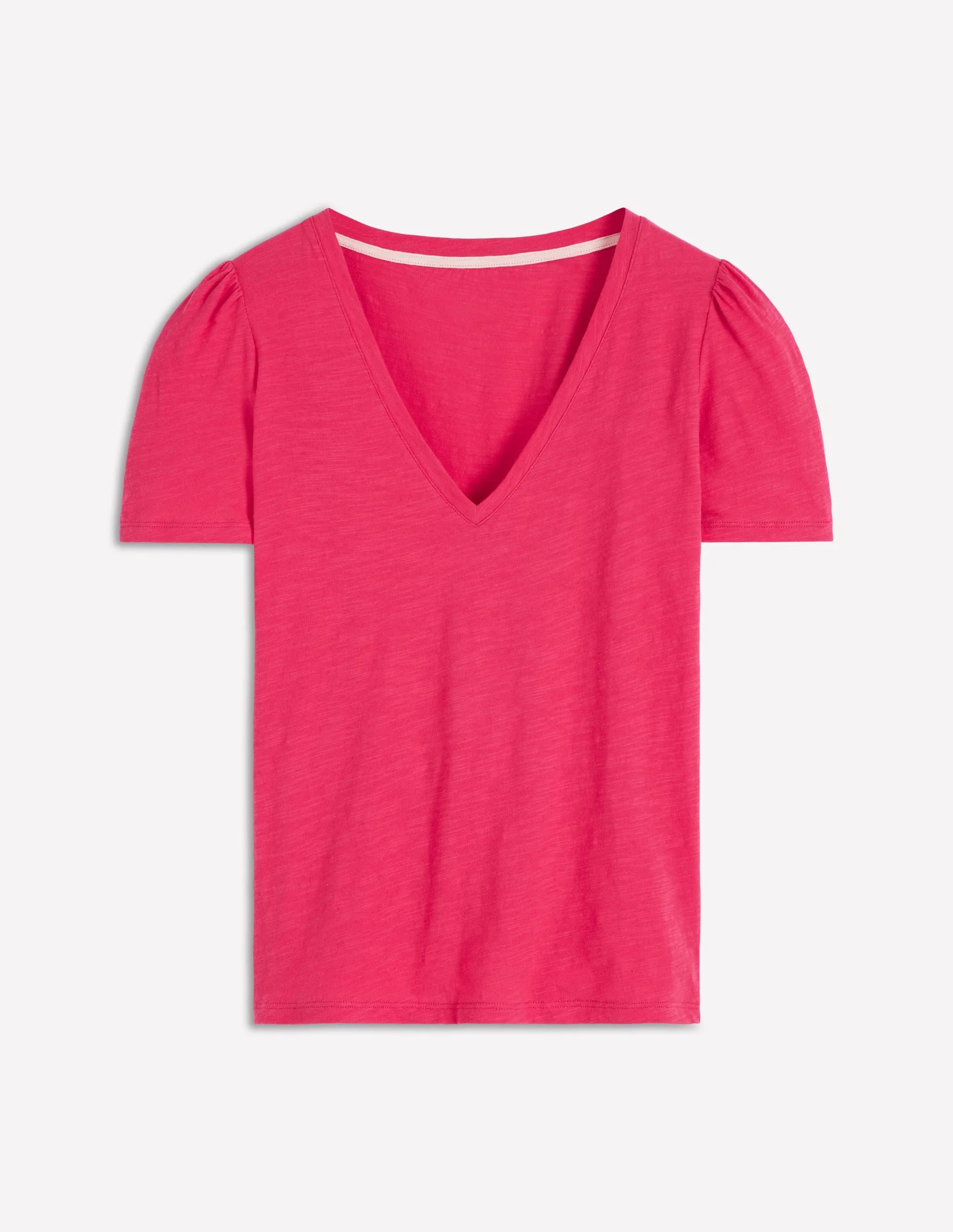 Sophie V-Neck Slub T-shirt-Virtual Pink - 1