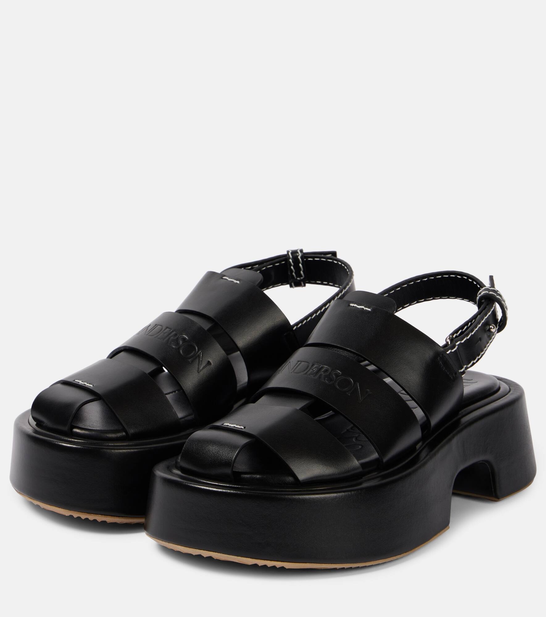 Fisherman leather platform sandals - 4