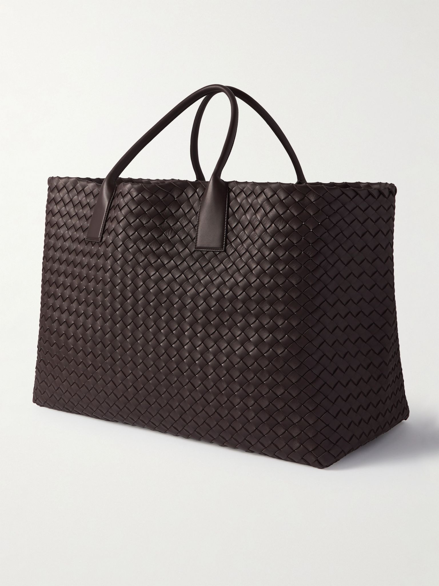 Intrecciato Cabat Large Leather Tote Bag Brown - 3