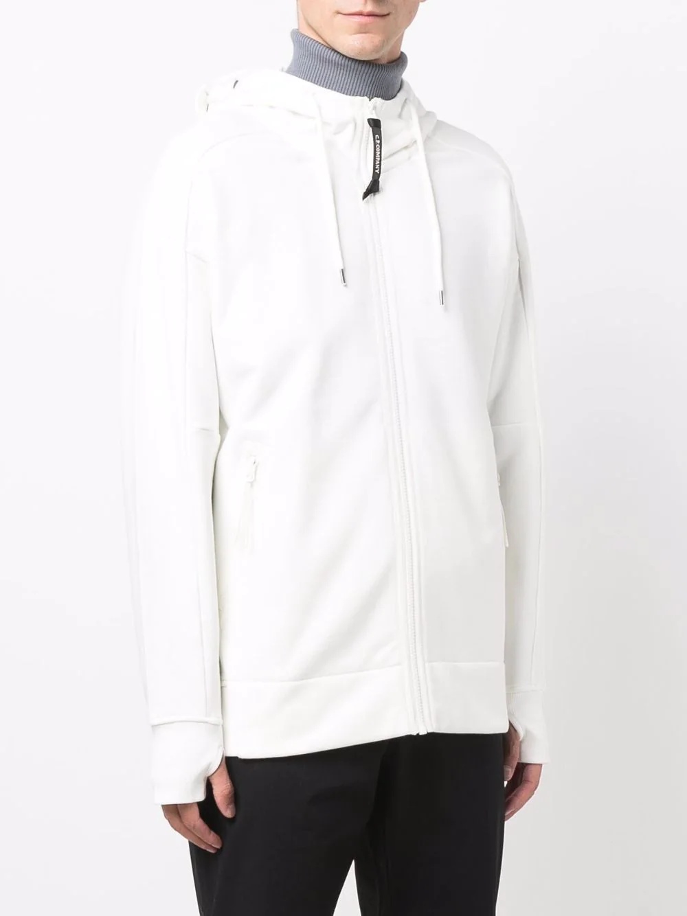 raised fleece zip-up hoodie - 3