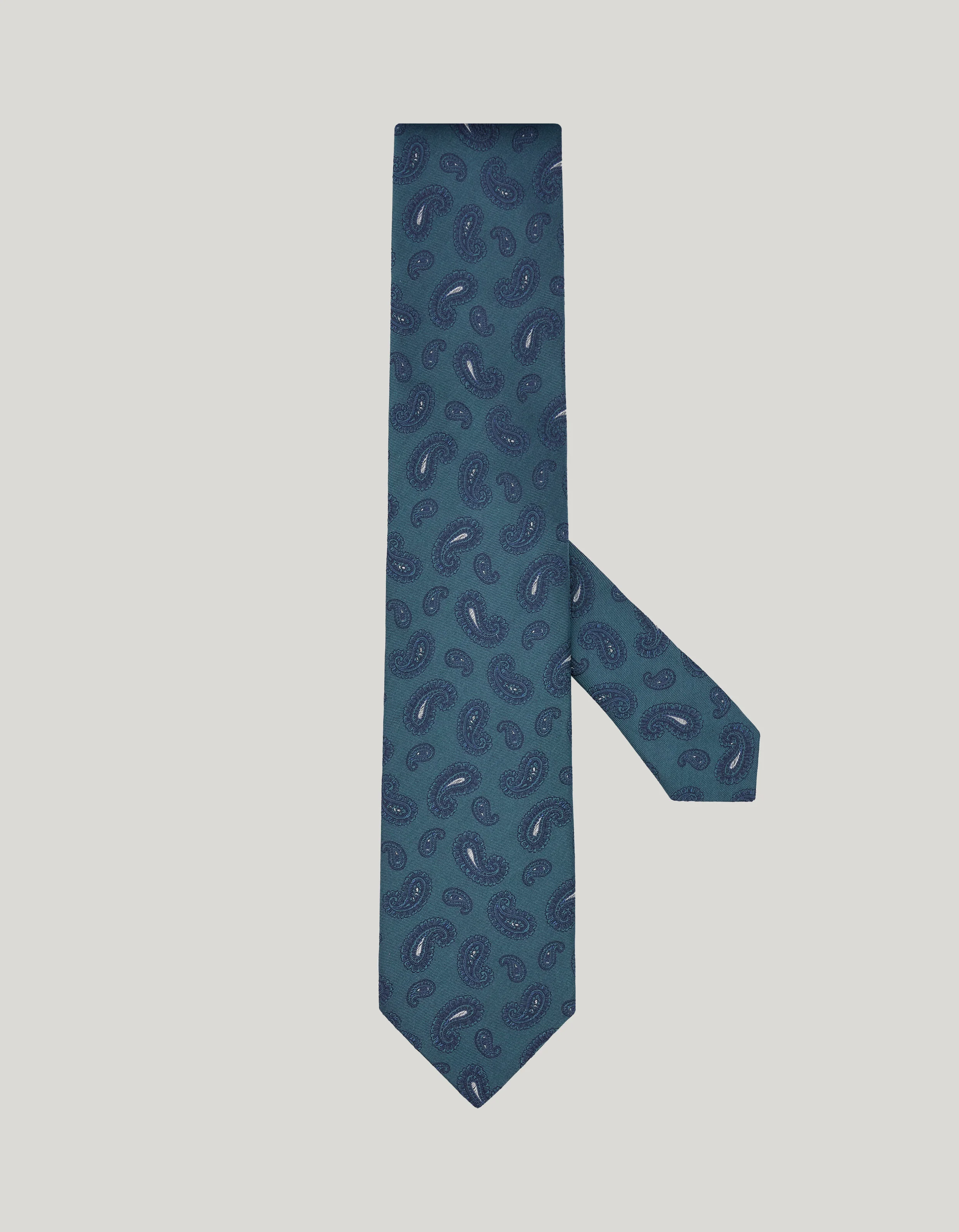 GREEN SILK TIE, PAISLEY MOTIF - 1