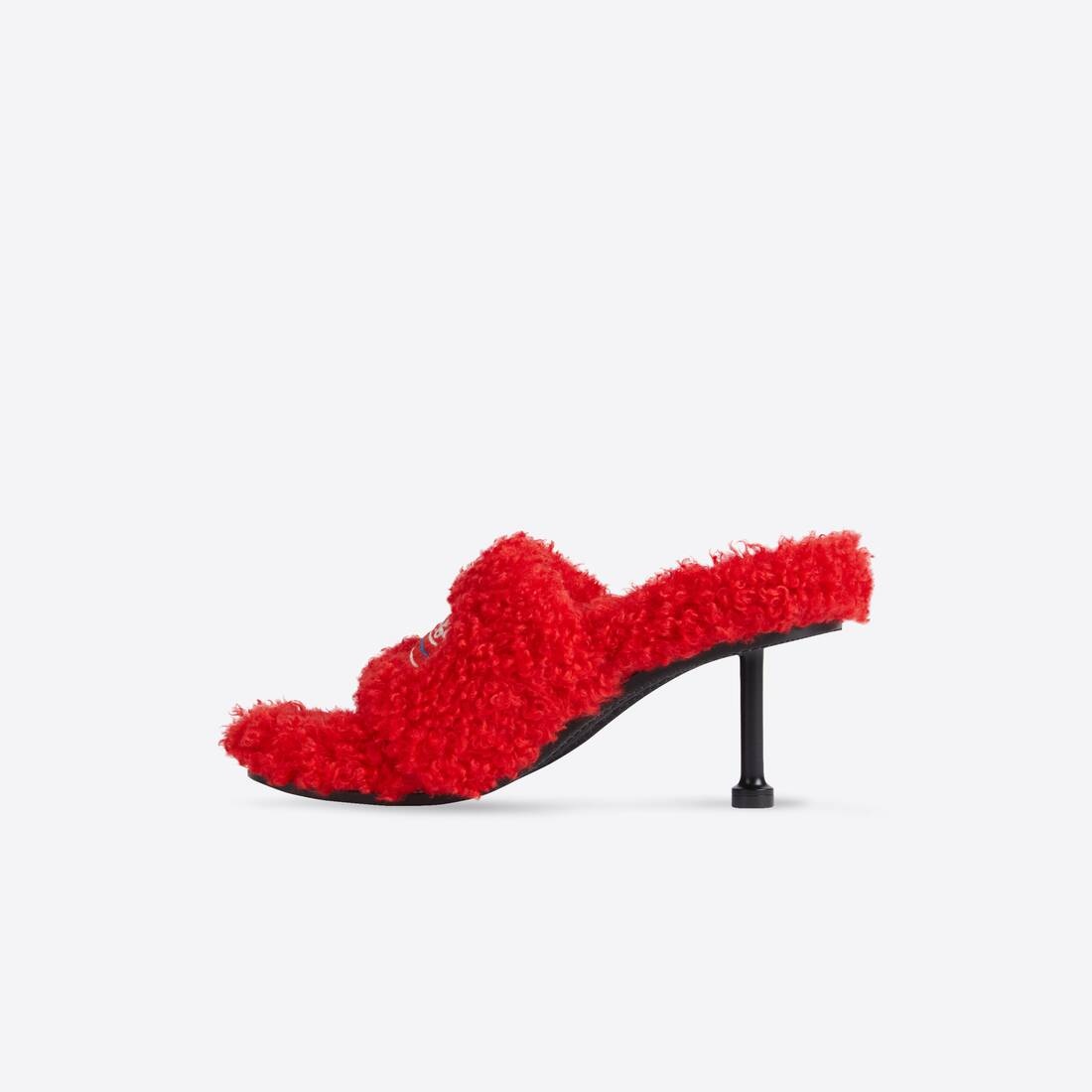 Women's Furry 80mm Sandal in Red/white/red - 4