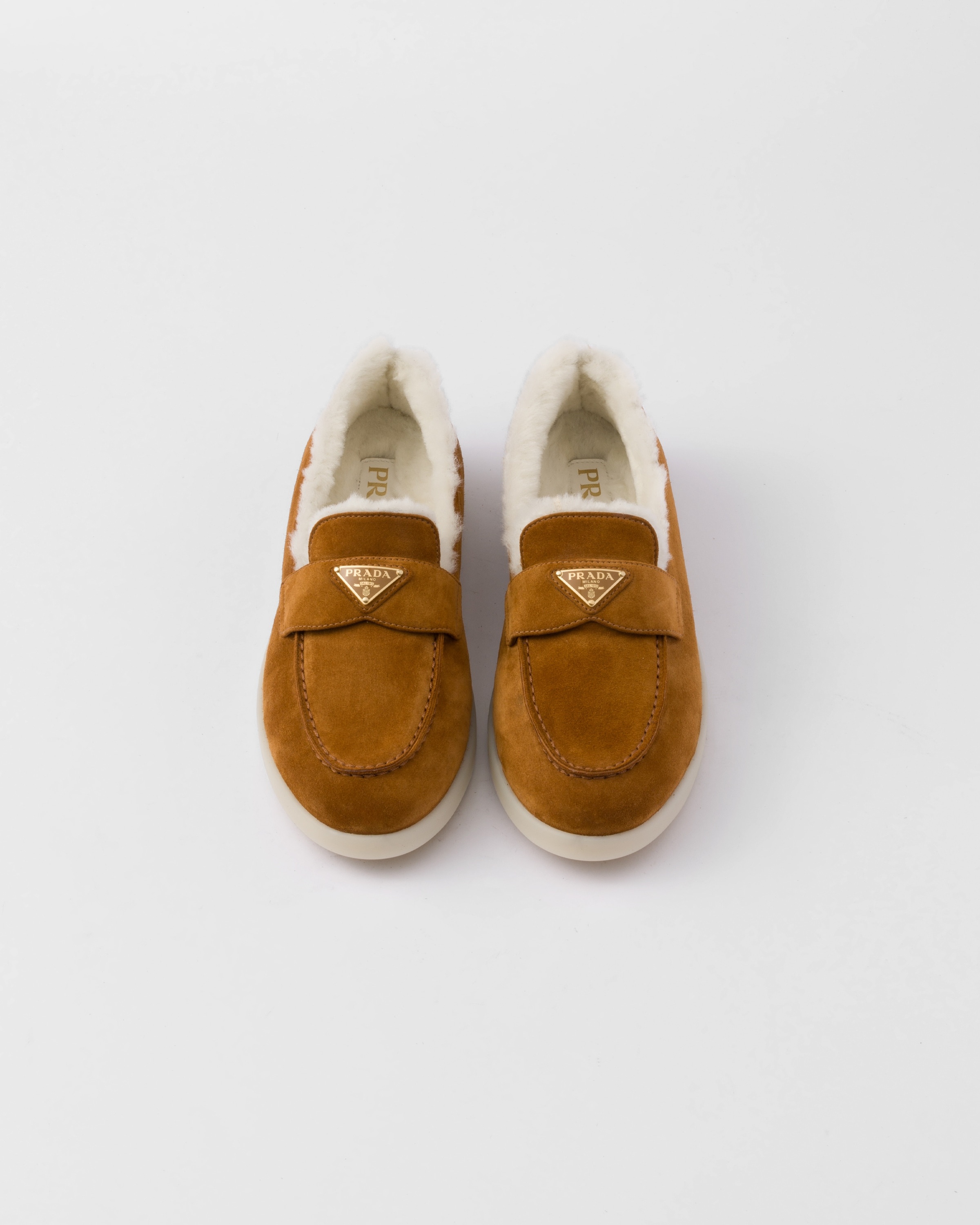 関税込 PRADA |Suede and shearling loafers Prada Suede and Shearling Loafers | Saks Fifth Avenue