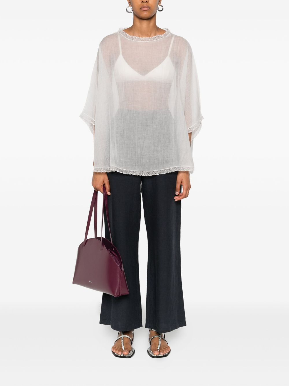 lace-trim blouse - 2