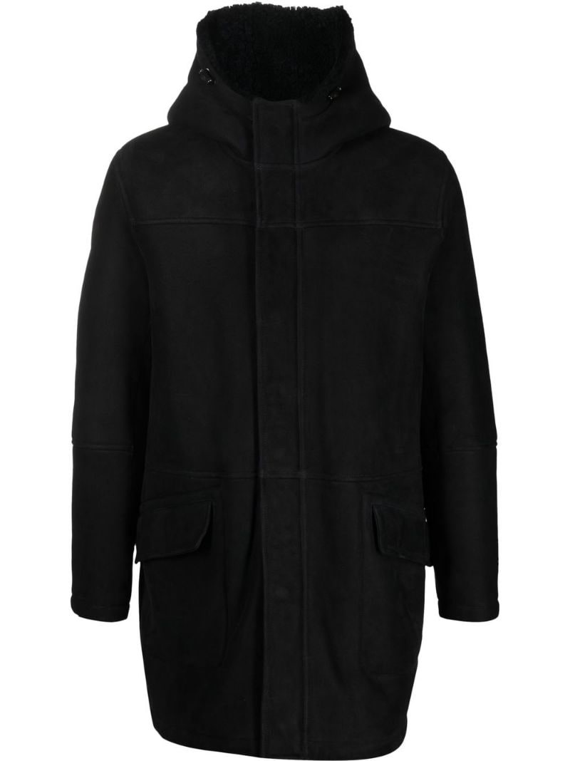 hooded shearling jacket - 1