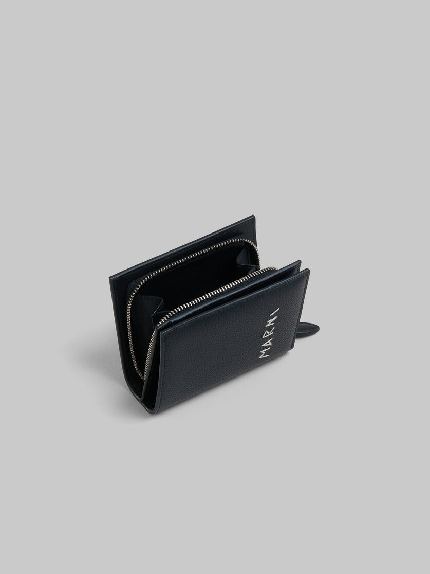 BLACK LEATHER ZIP-AROUND BIFOLD WALLET WITH MARNI MENDING - 5