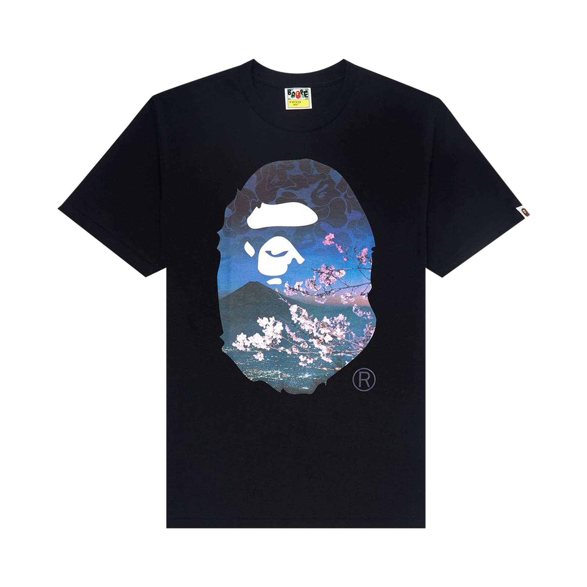 BAPE Sakura Photo Ape Head Tee 'Black' - 1