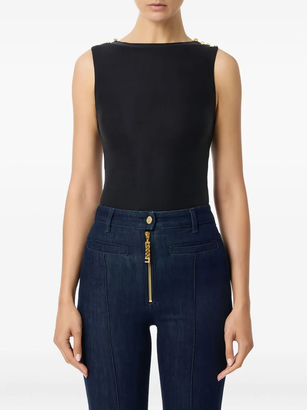 ribbed decorative-buttons tank top - 1