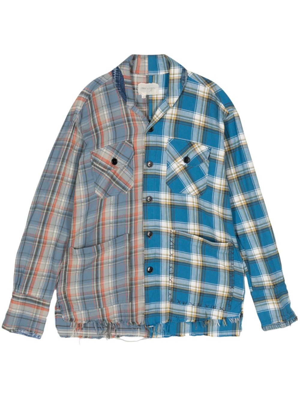 plaid patchwork shirt - 1