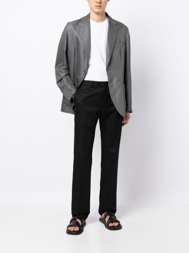 single-breasted linen-blend tailored jacket - 2