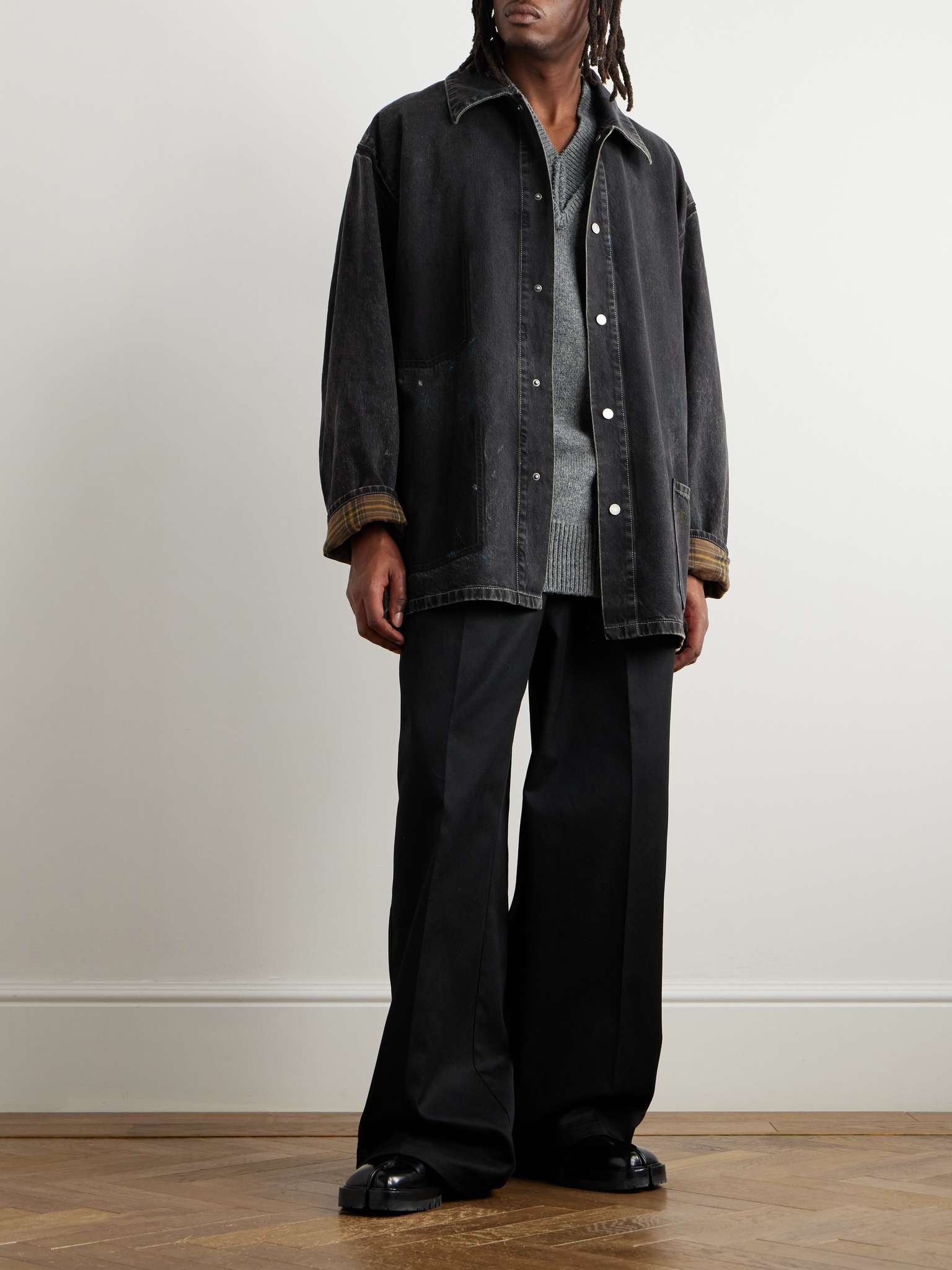 Oversized Paint-Splattered Denim Jacket - 2