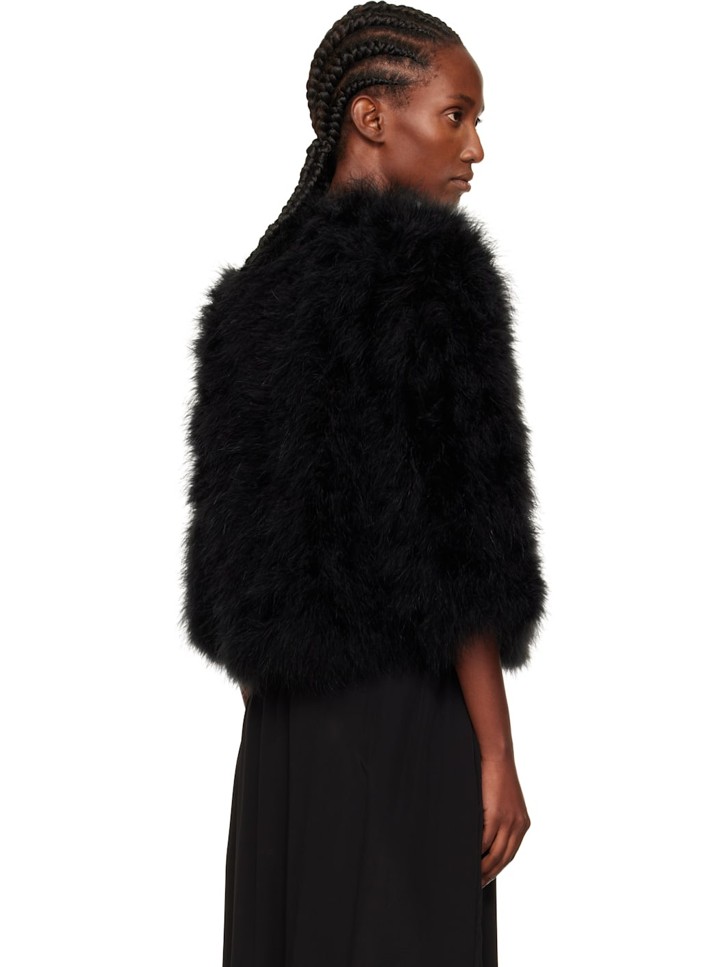 Black Short Feather Jacket - 3