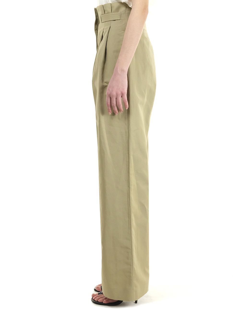 Linen Wide Leg Trousers Beige - 5