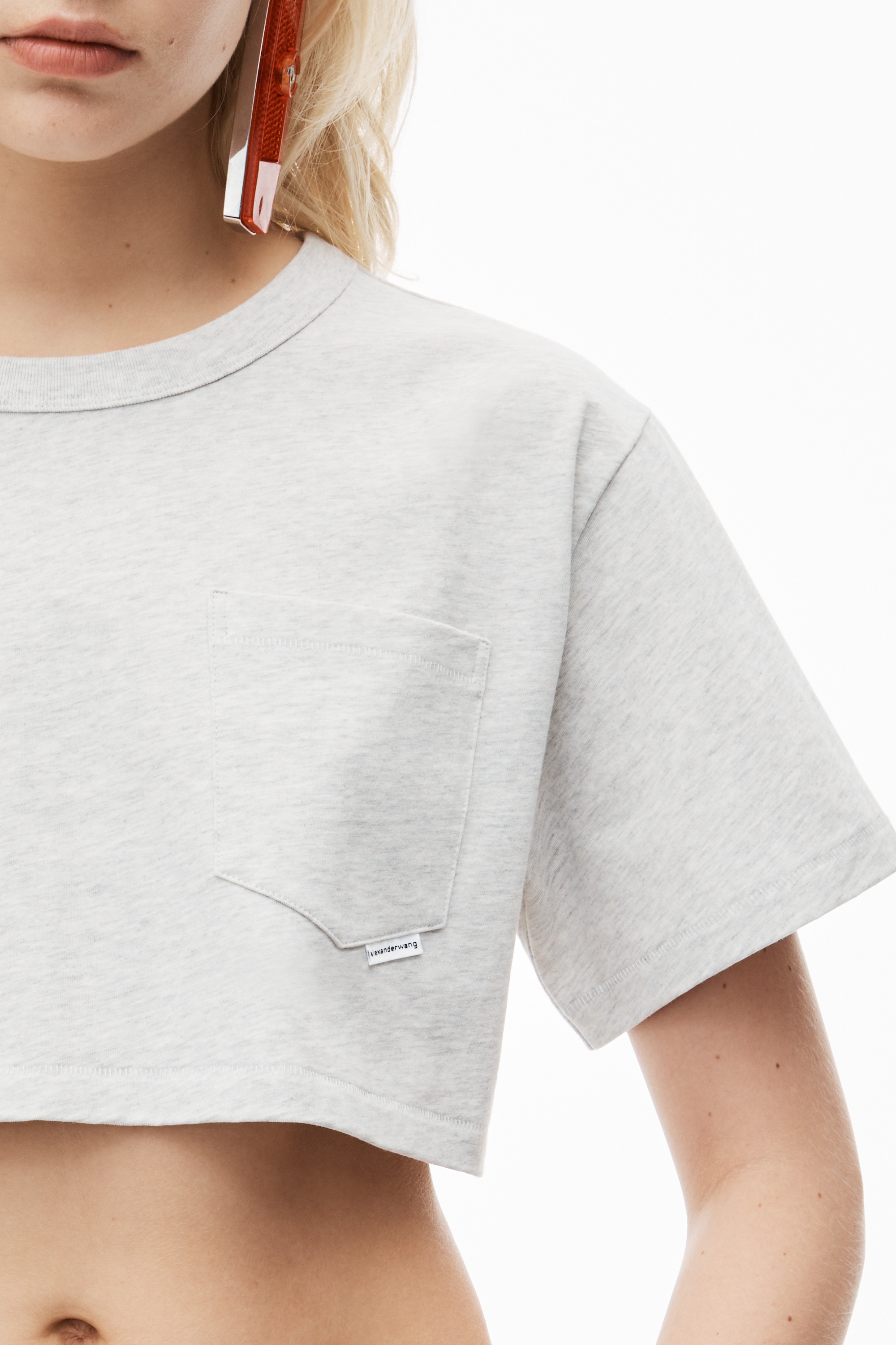 Alexander Wang CROP POCKET TEE IN HIGH TWIST JERSEY