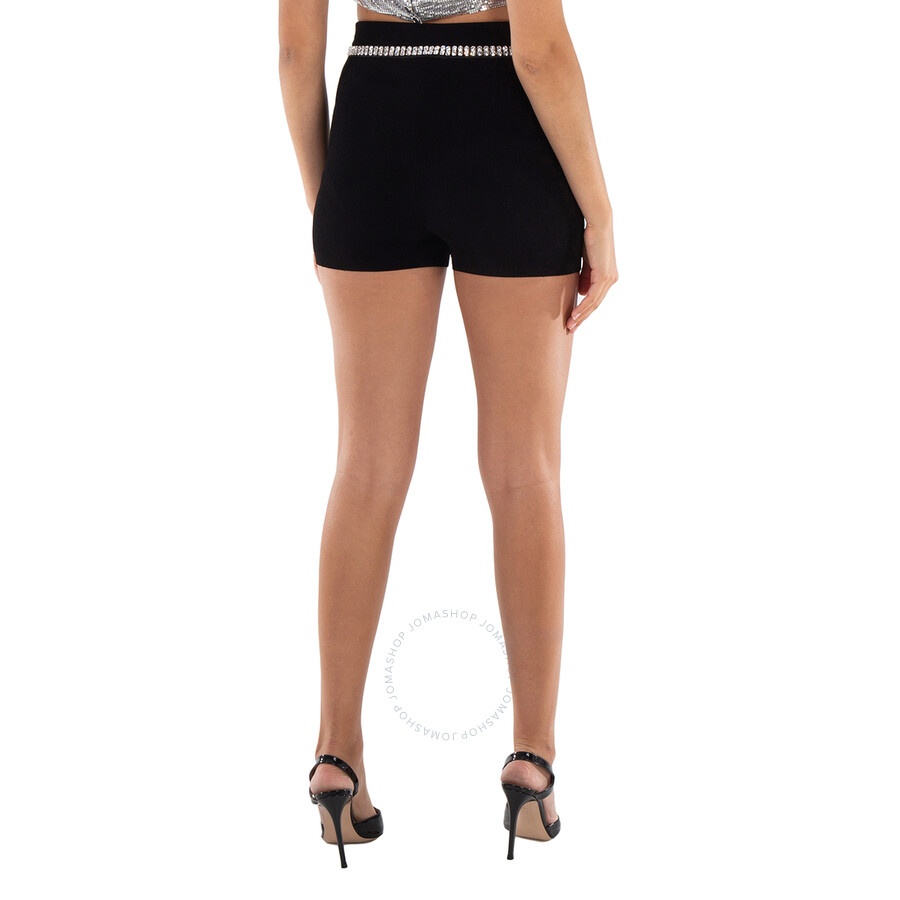 Rabanne Black Crystal-Embellished Ribbed-Knit Shorts - 4