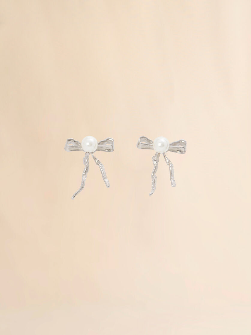 SILVER BOW STUD EARRINGS - 2