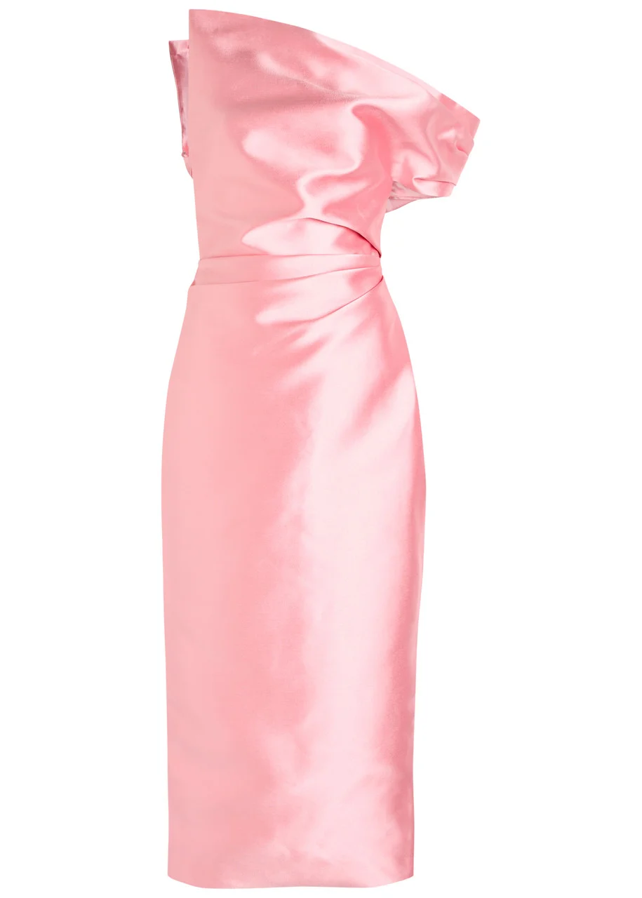 Solace London Ellison One-shoulder Faille Midi Dress - 1