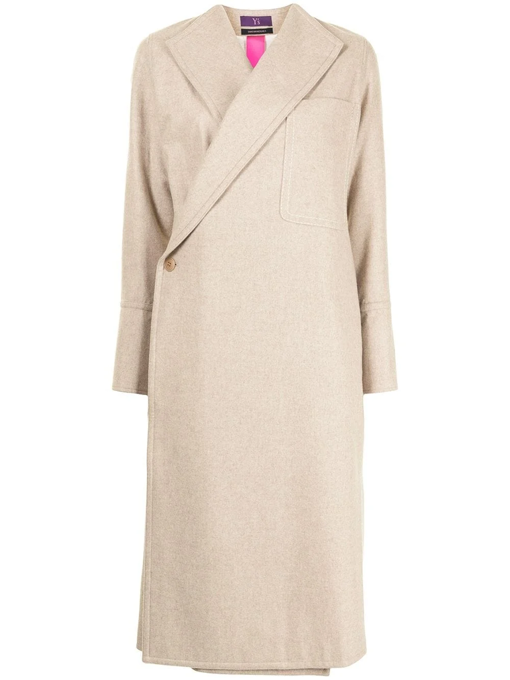 asymmetric front wool coat - 1
