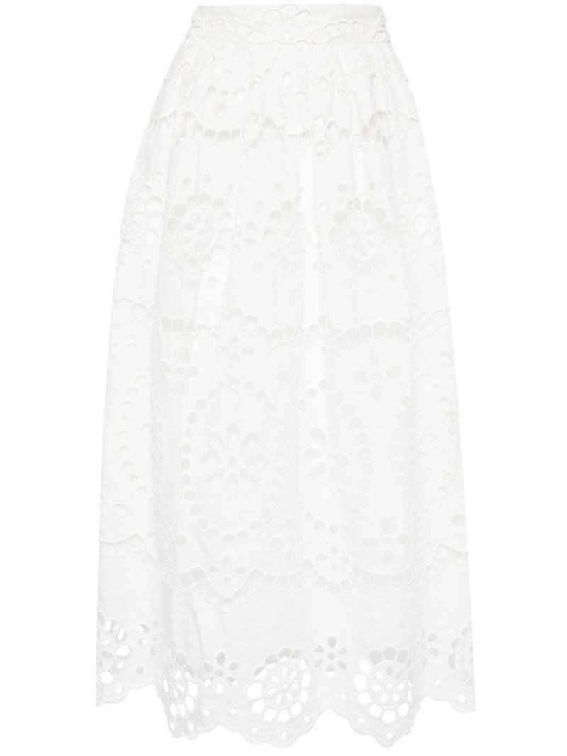 Lexi embroidered linen midi skirt 1