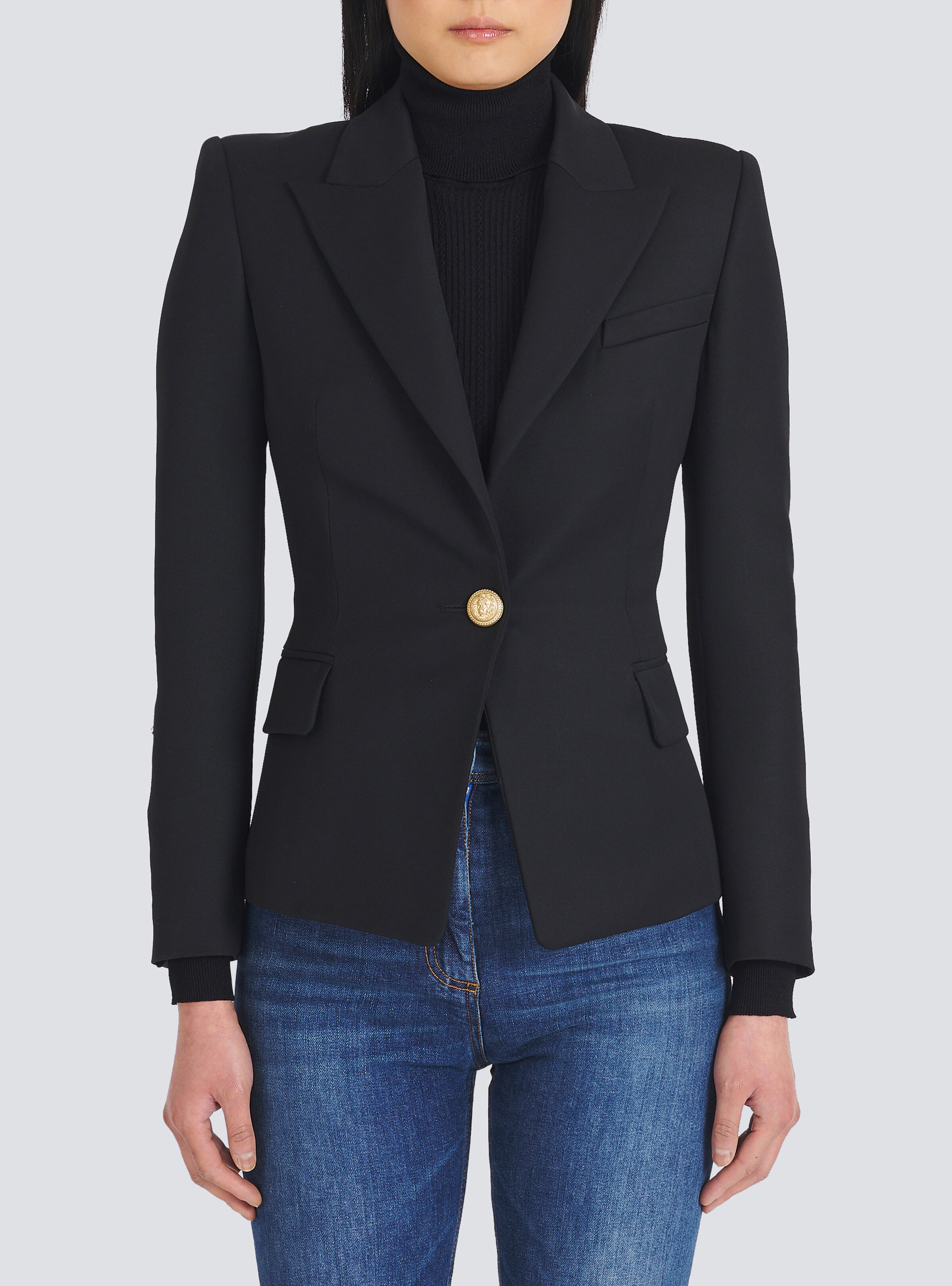ジャケット BALMAIN BLACK WOOL BLAZER 20469982_50453461_600.jpg