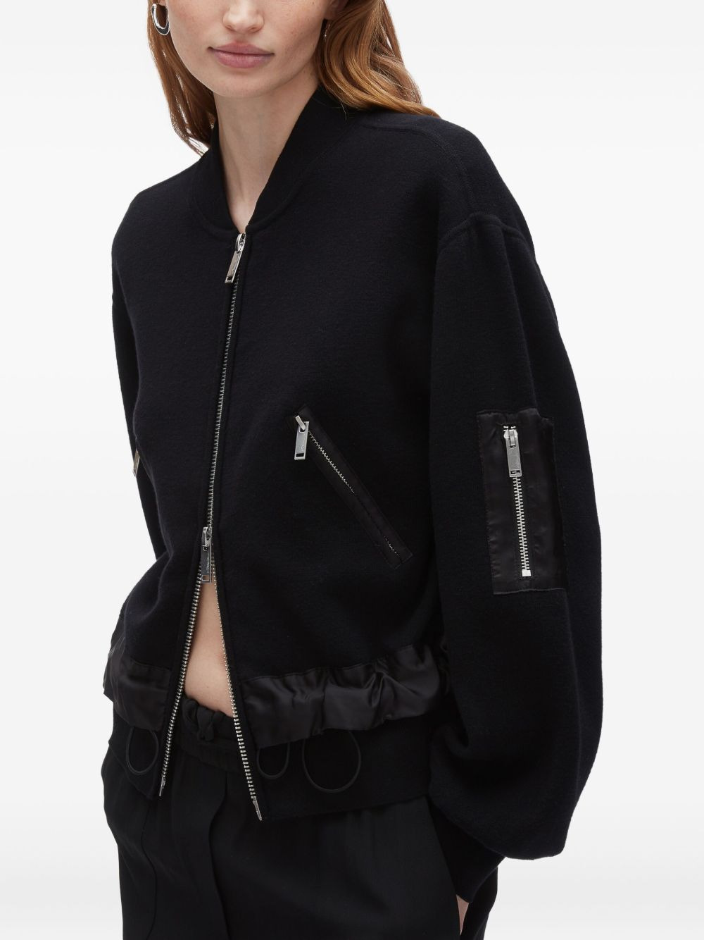 zip-fastening balloon-sleeve jacket - 4