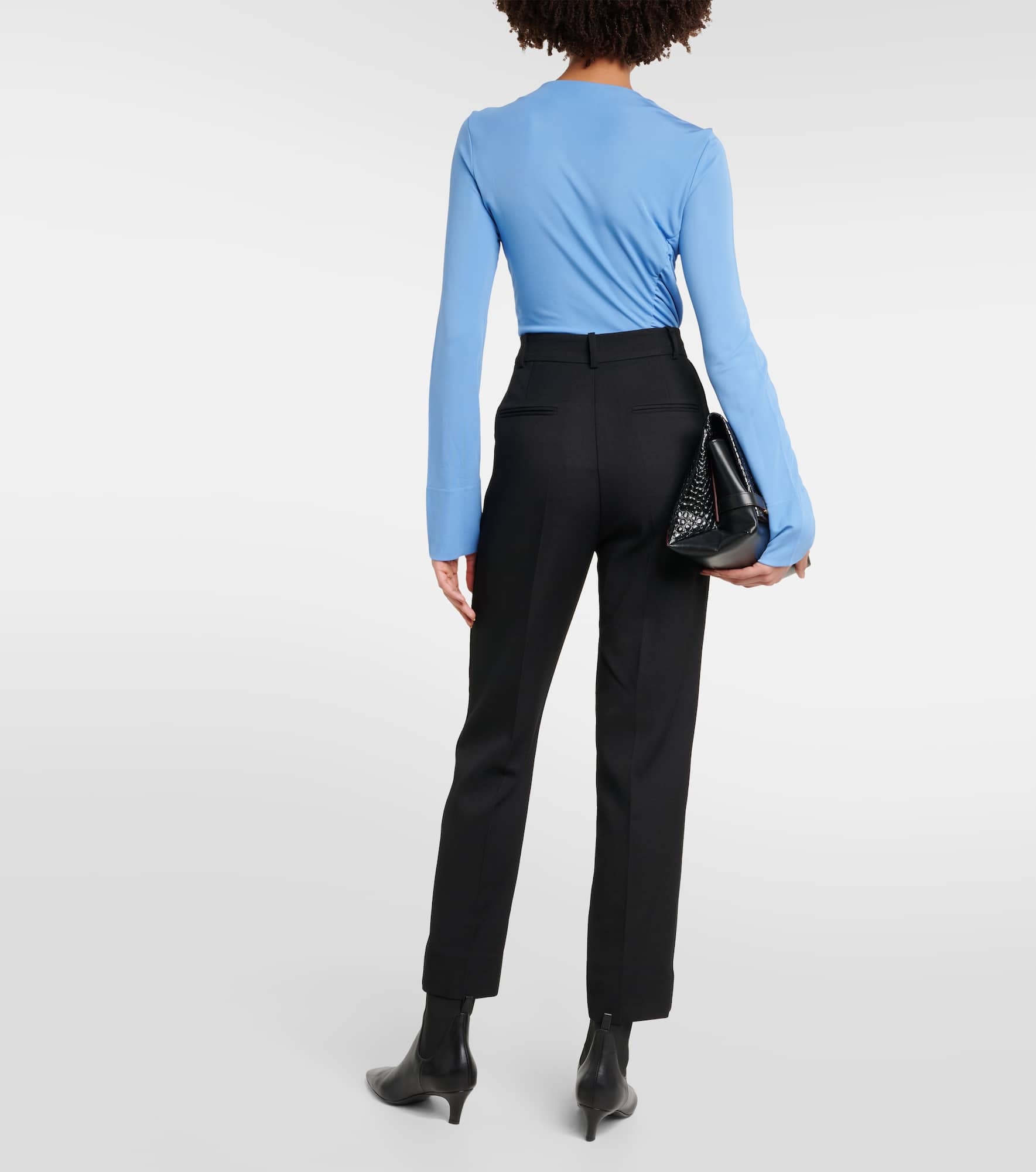 High-rise wool-blend straight pants - 3
