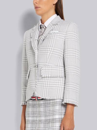 Thom Browne Medium Grey Large Gingham Summer Tweed Frayed High Armhole Jacket outlook