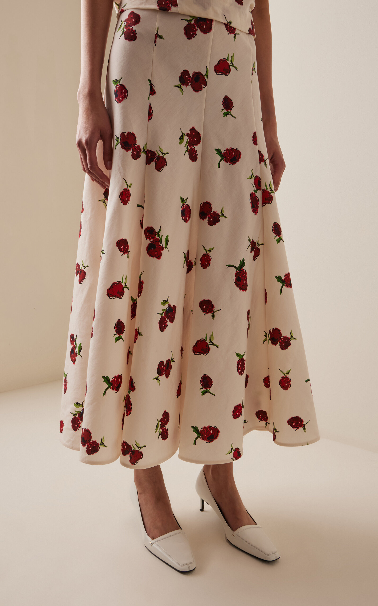 Lenno Printed Cotton-Silk Midi Skirt print - 3