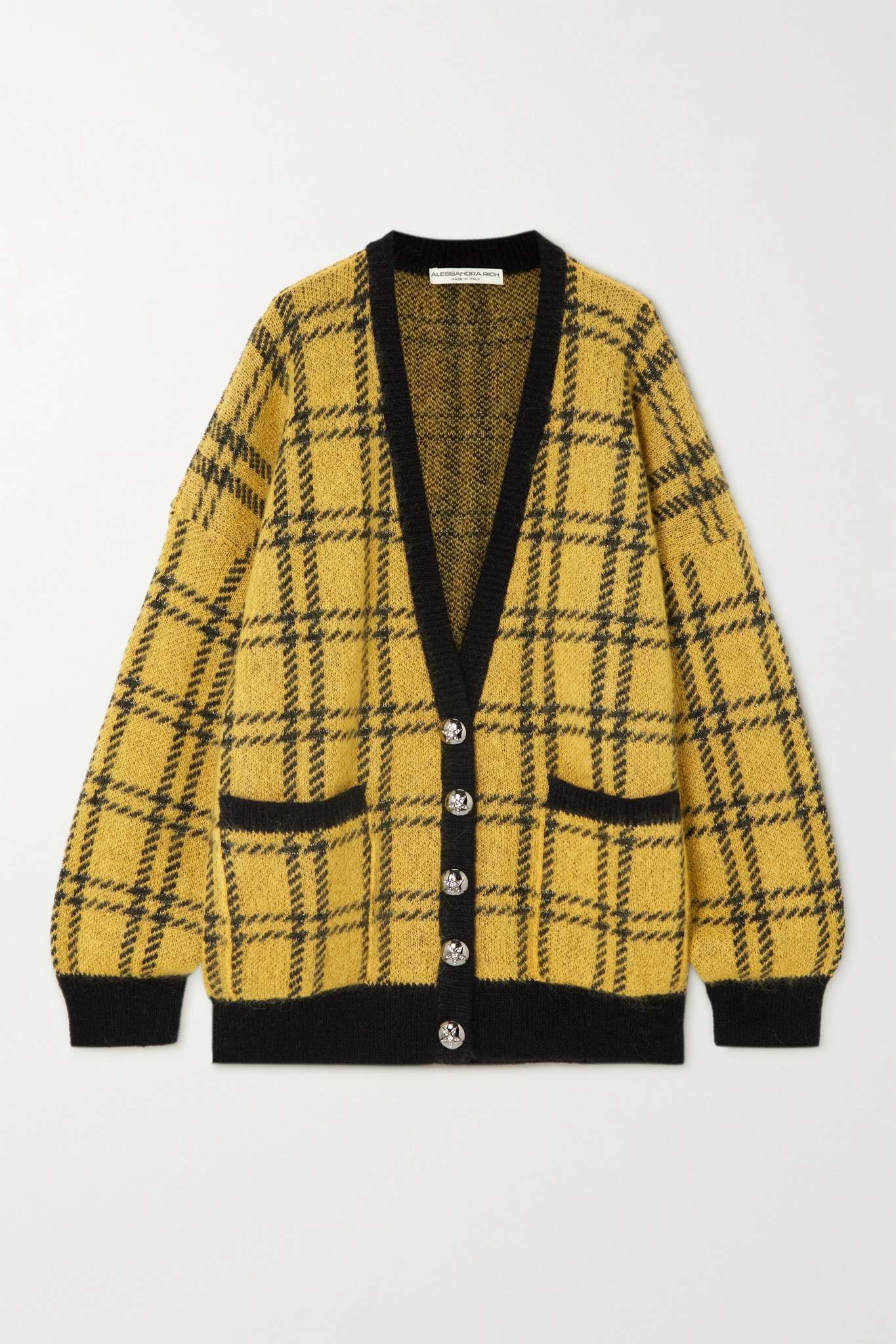 Metallic checked knitted cardigan - 1