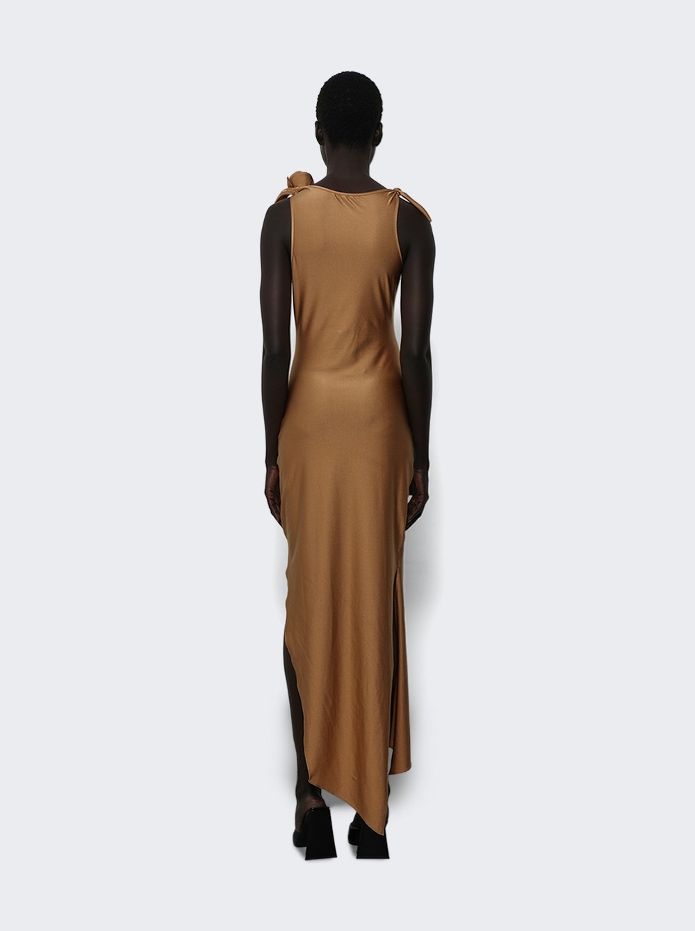 Asymmetric Flower Gown Brown - 4