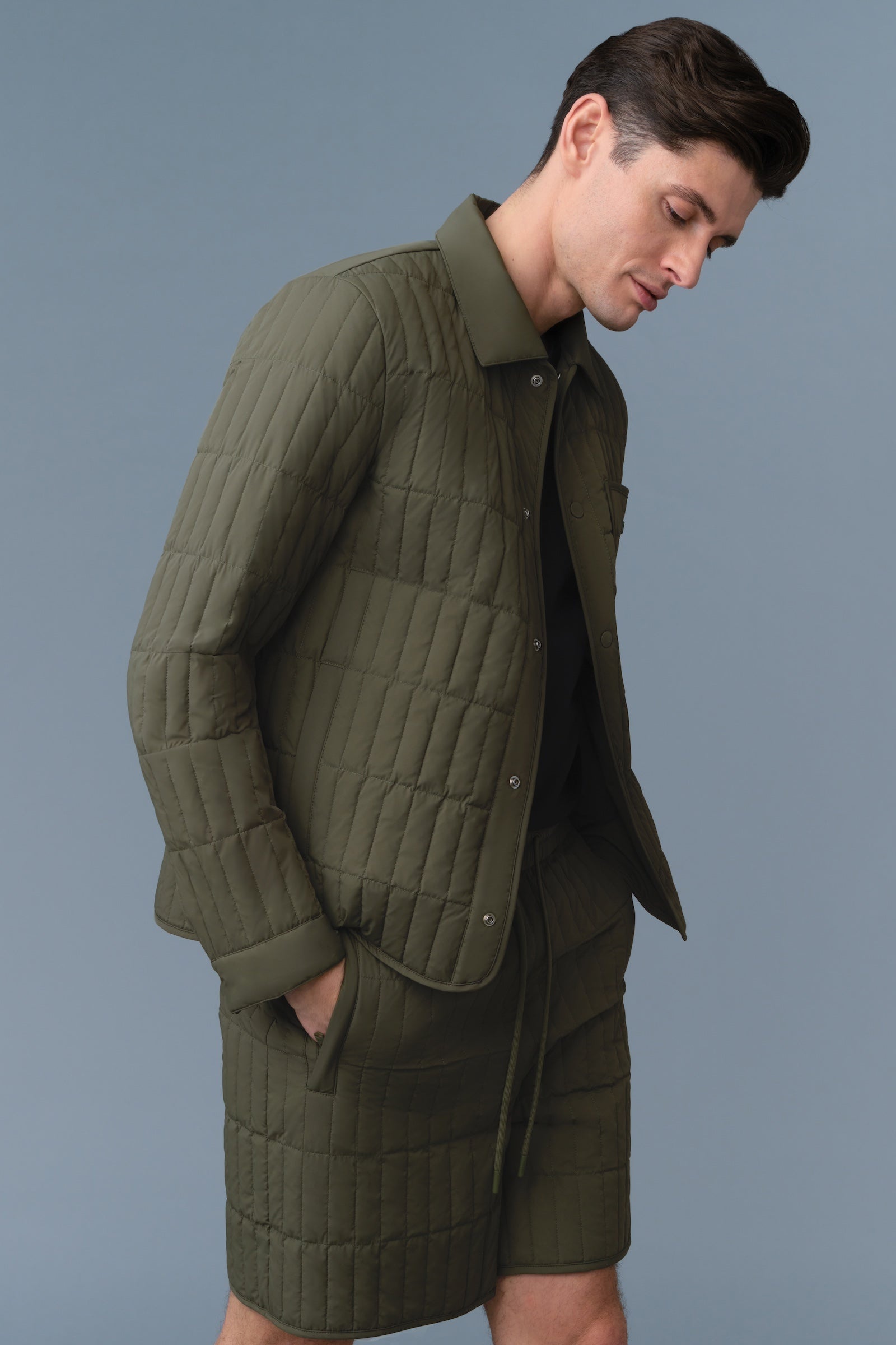 MATEO Vertical Quilted Jacket with Spread Collar - 5