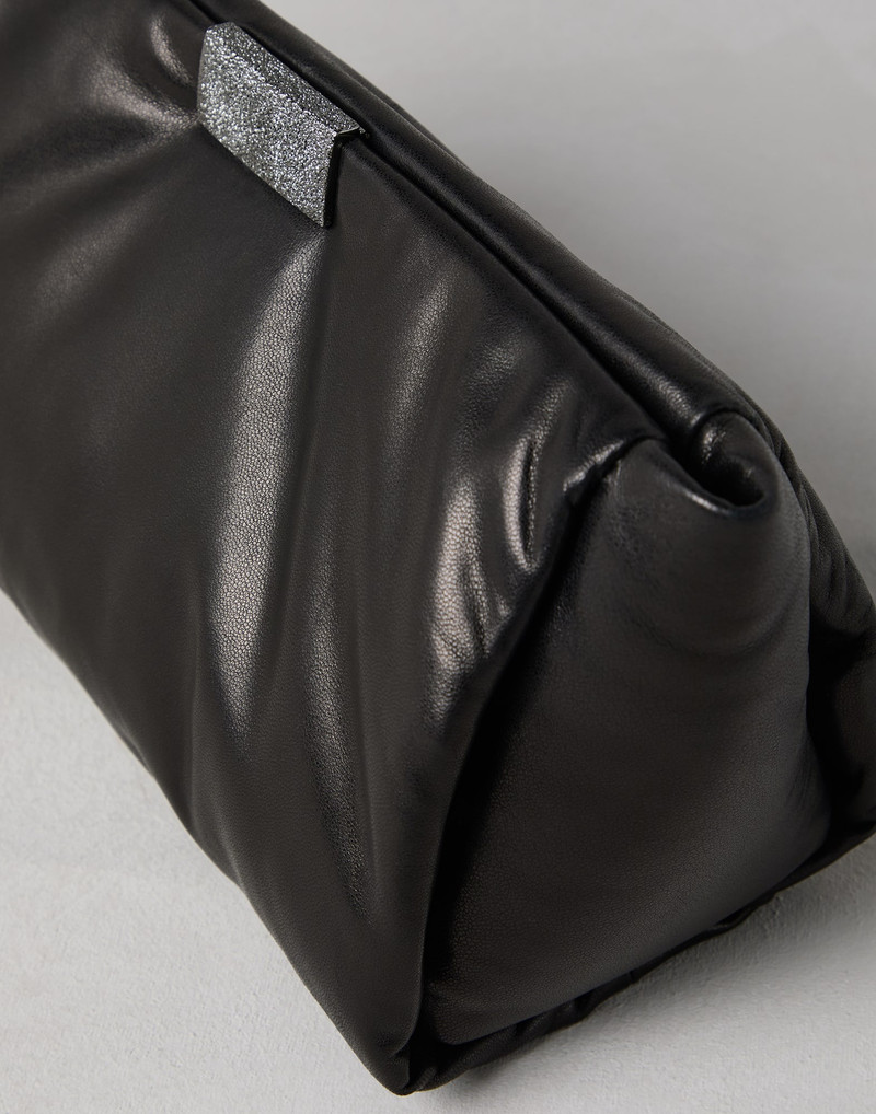 Wet-effect nappa leather clutch bag with shimmering detail 3