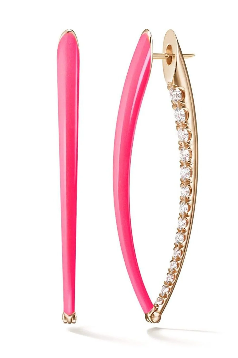 Cristina Large Pink Enamel and Diamond Earrings - 1