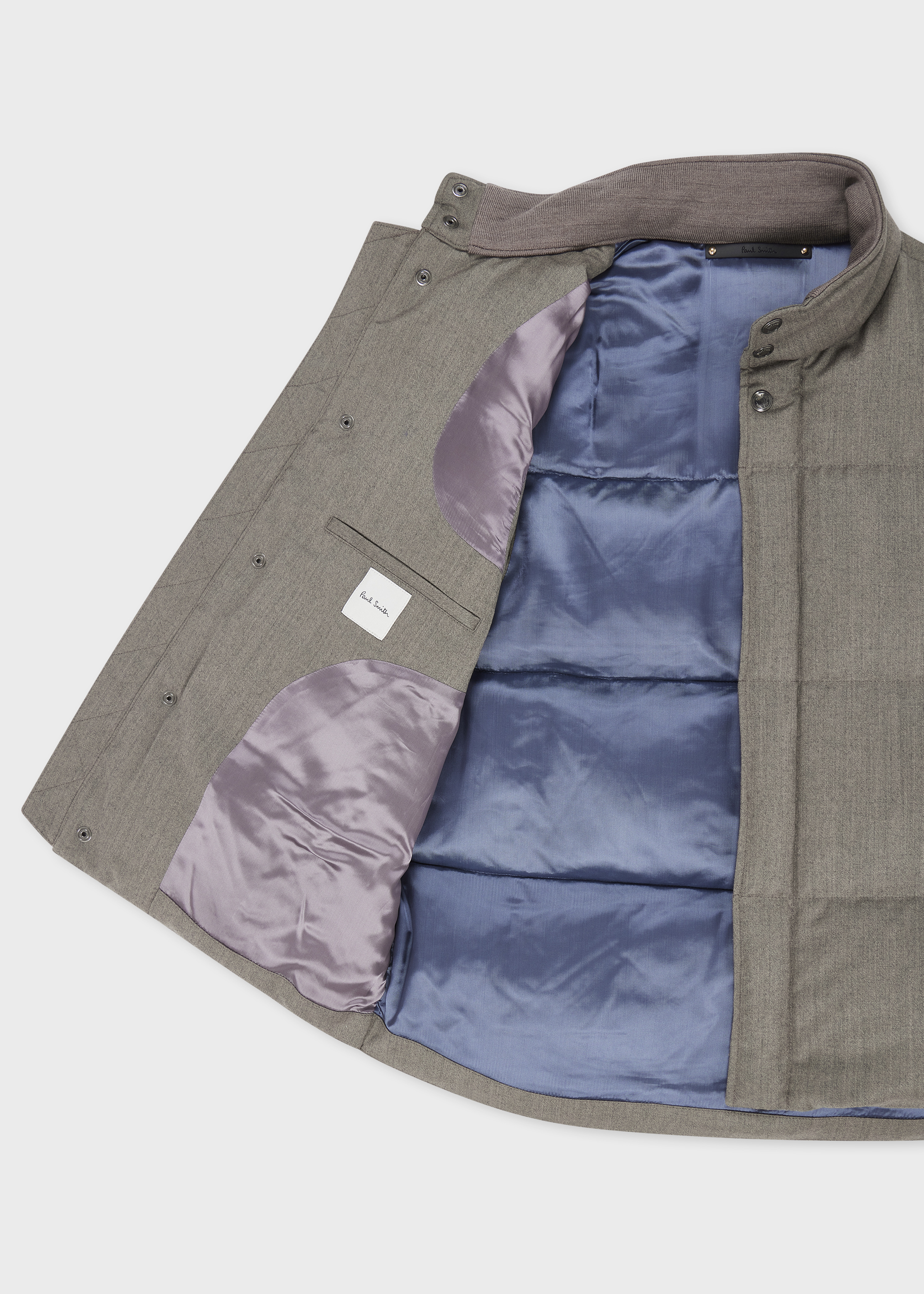 Grey Overdyed Wool-Cashmere Flannel Down Gilet - 4