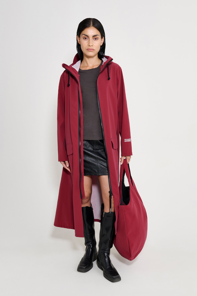 Stockholm Long Patch Raincoat Burgundy 1