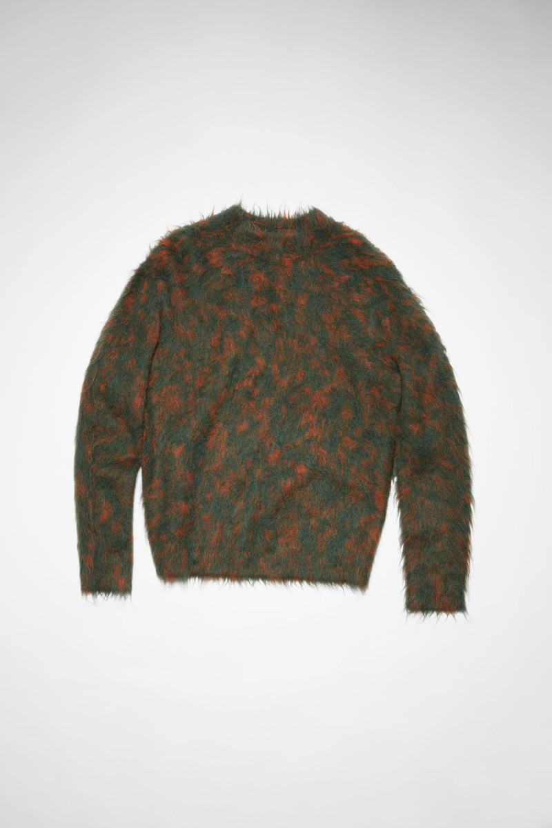 Crew neck jumper - Forest Green/Orange - 1