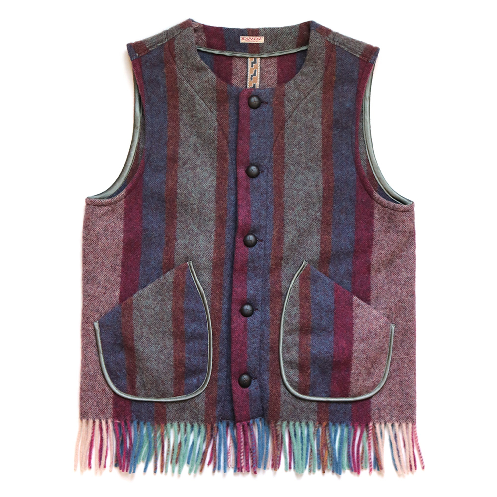 WOOL DAVINCI STRIPE GAUCHO VEST - PURPLE - 1